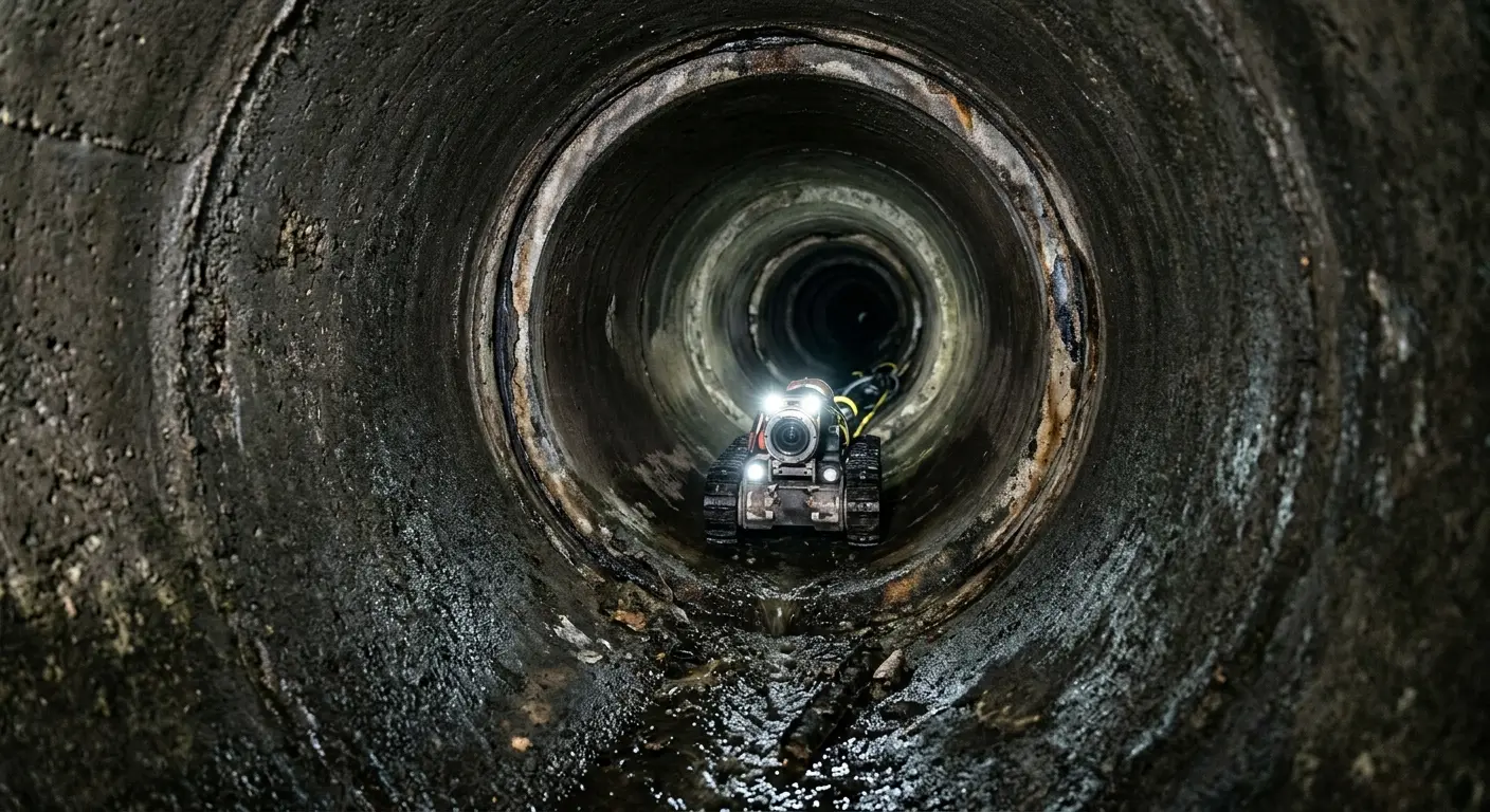 Robotic sewer camera inspecting pipe interior for Sewer Line Repair in Whittier